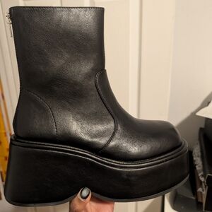 brand new vegan leather chunky platform ankle boots